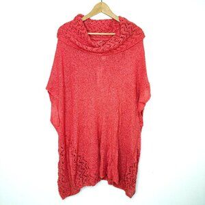 NWT Chico's Captivating Chelsea Cowl Neck Chloe Poncho Caliente Coral L/XL Boho